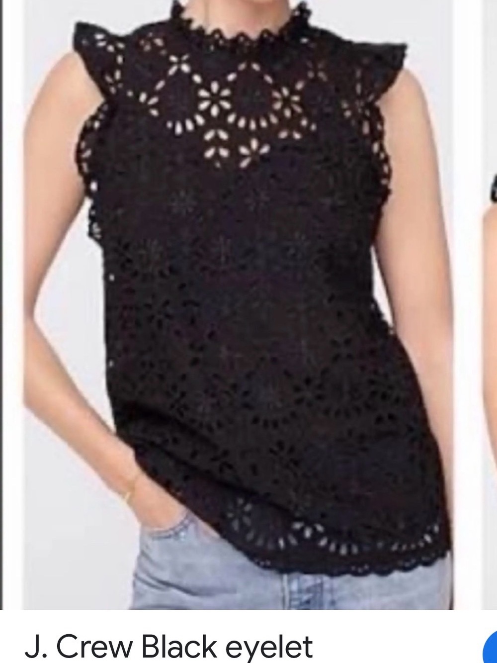 J. Crew Black Crochet Lace Sleeveless Shellโ